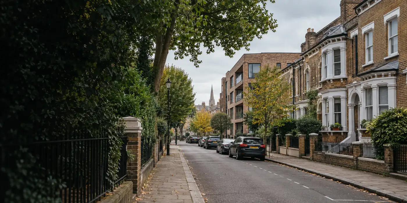 Terraced homes on a residential street in Holloway N7