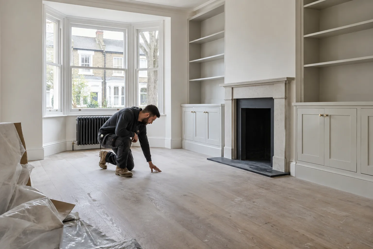Completed renovated room being assessed before after-builders cleaning